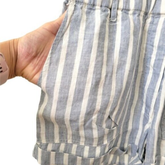 FRAME Linen Romper Women's Size Xtra Small Striped blue and white linen romper - Picture 7 of 12